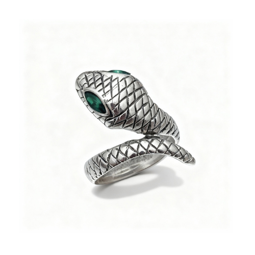 13 Jade eye serpent ring