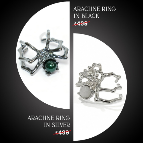 Arachne Ring SILVER + BLACK
