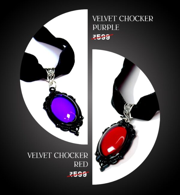 Velvet choker RED + PURPLE