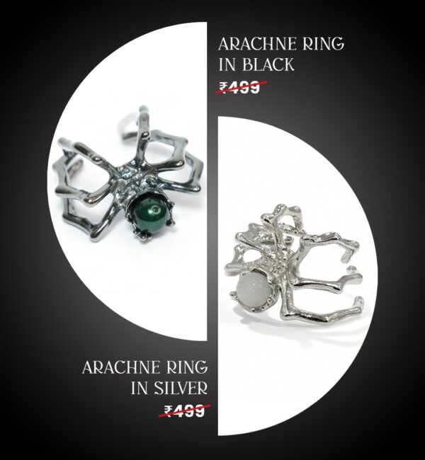 Arachne Ring SILVER + BLACK