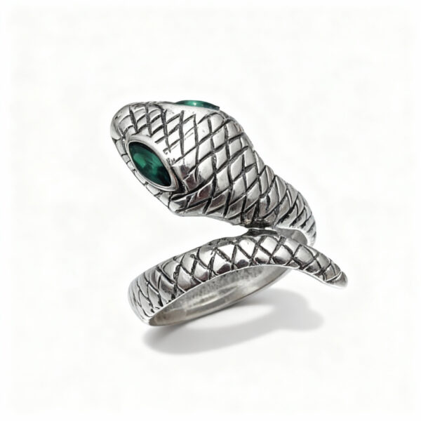 Jade eye serpent ring
