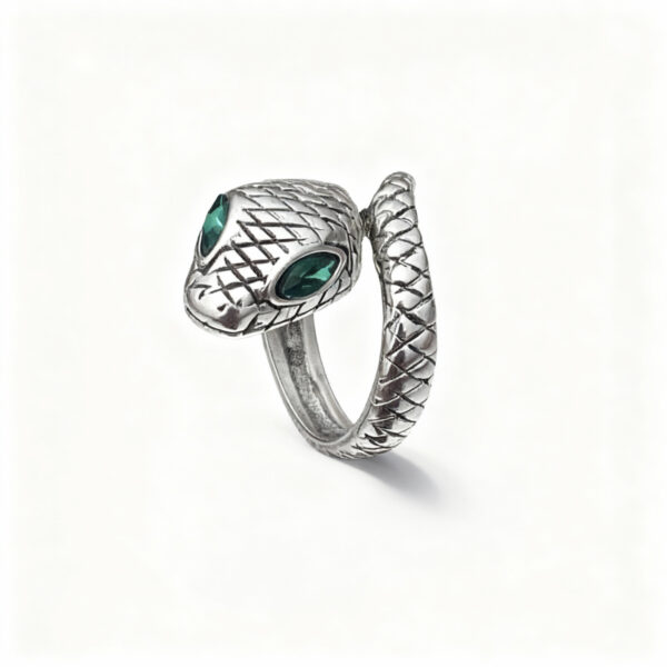 Jade eye serpent ring